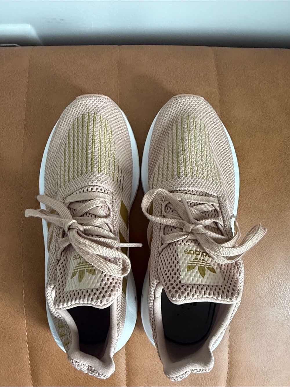 adidas Blush Knit Sneakers with Gold Details